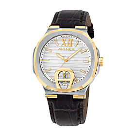 mens' watch Taviano with leather strap gold-silver