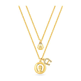 Necklace double row with A-logo and ladybug gold