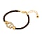 bracelet with logo and brown silk cord