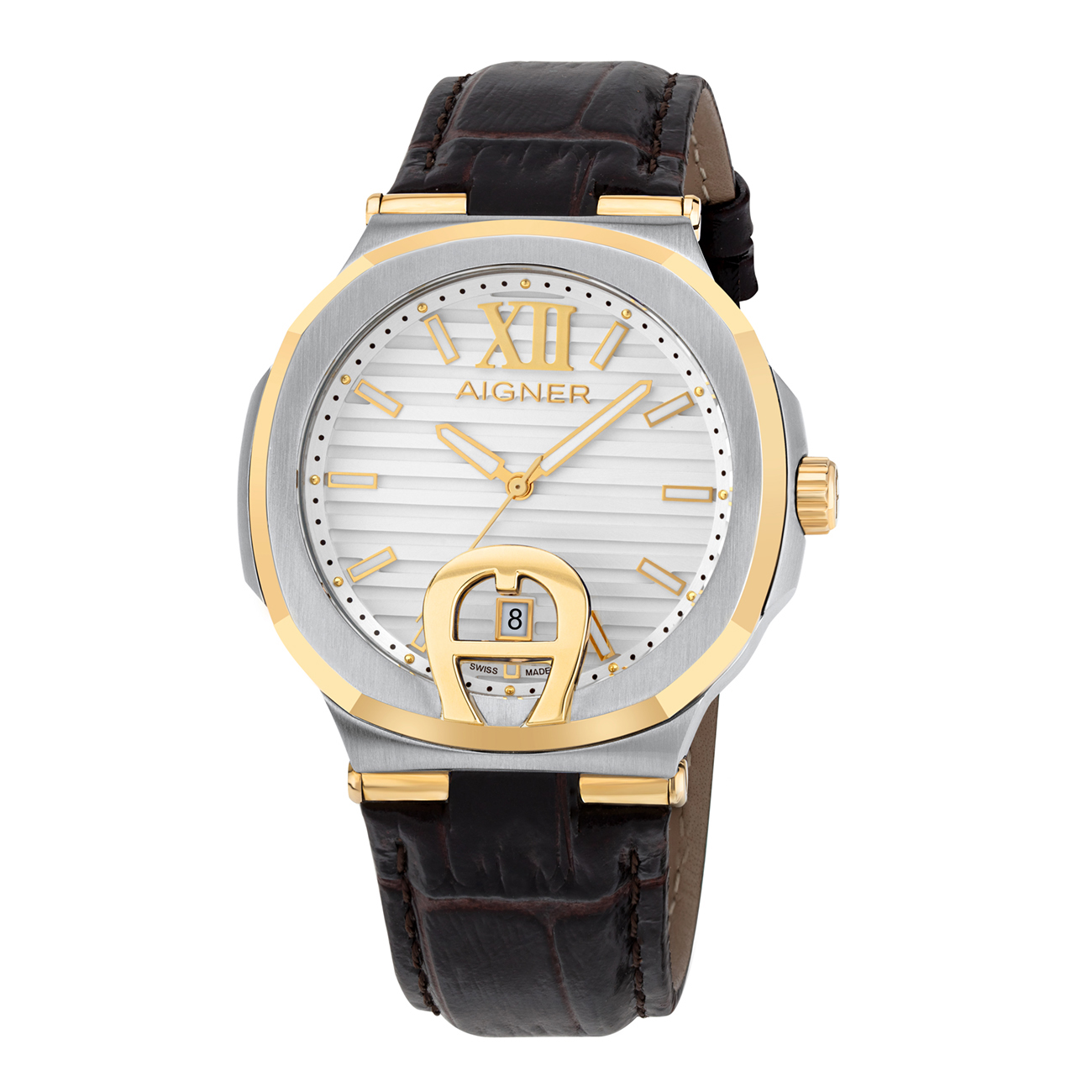 Aigner Herrenuhr Taviano mit Lederband Gold-Silber multicolour male OG