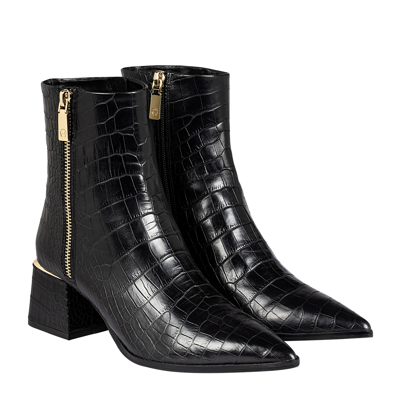 Olivia Ankle Boot croc effect black Shoes Women AIGNER Club