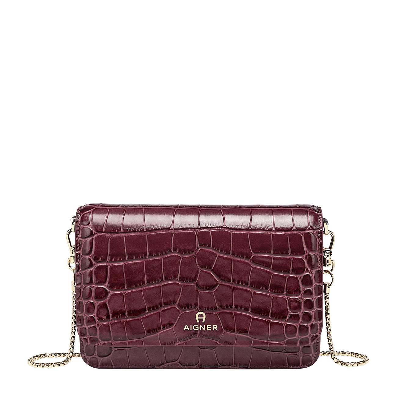 Fashion Wallet with chain croco burgundy Wallets Women Aigner