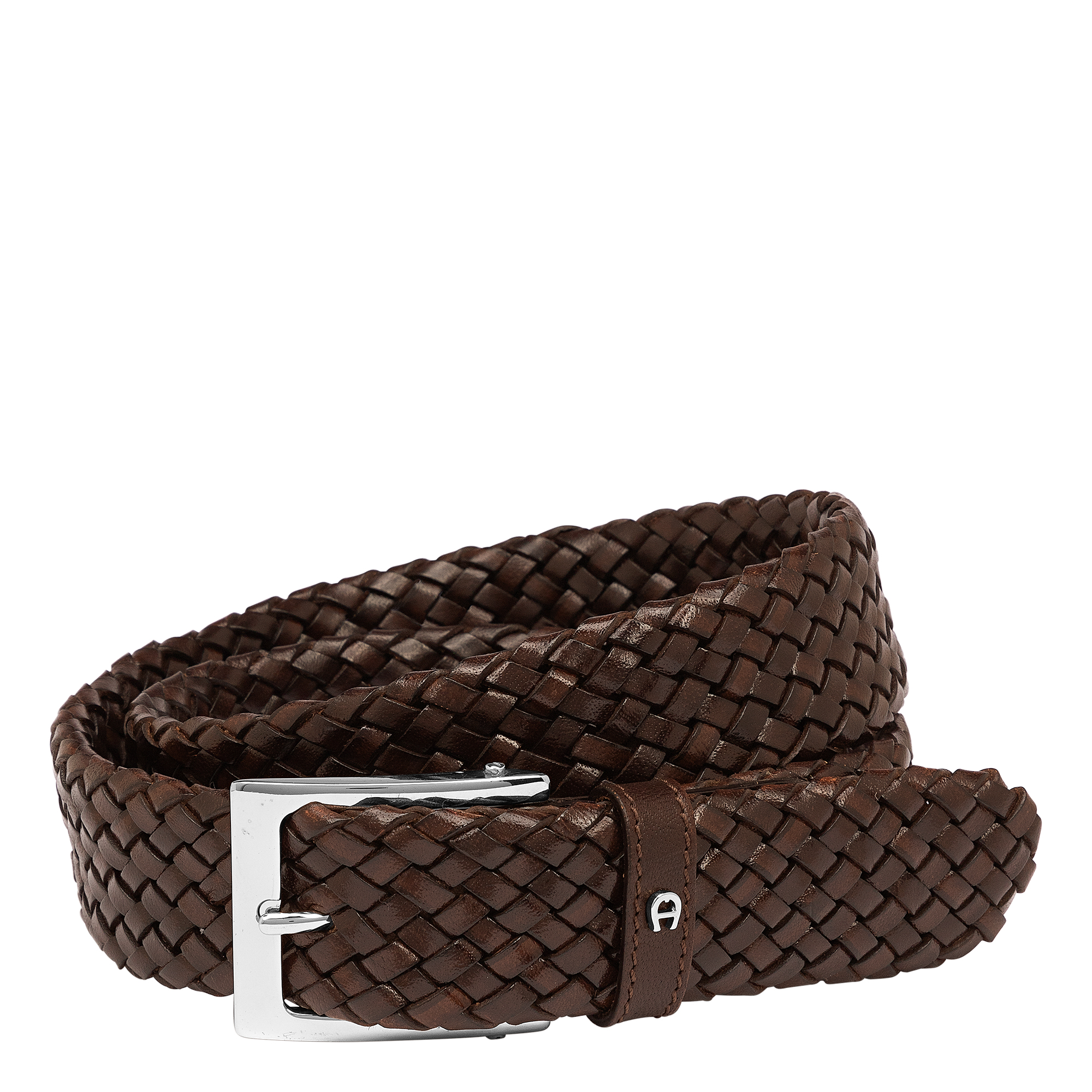 Etienne Aigner Vintage Woven Brown Leather Belt S Braided Round Chunky Buckle NEW Vintage Etienne Aigner Leather Wide medium Belt Large  main image 3