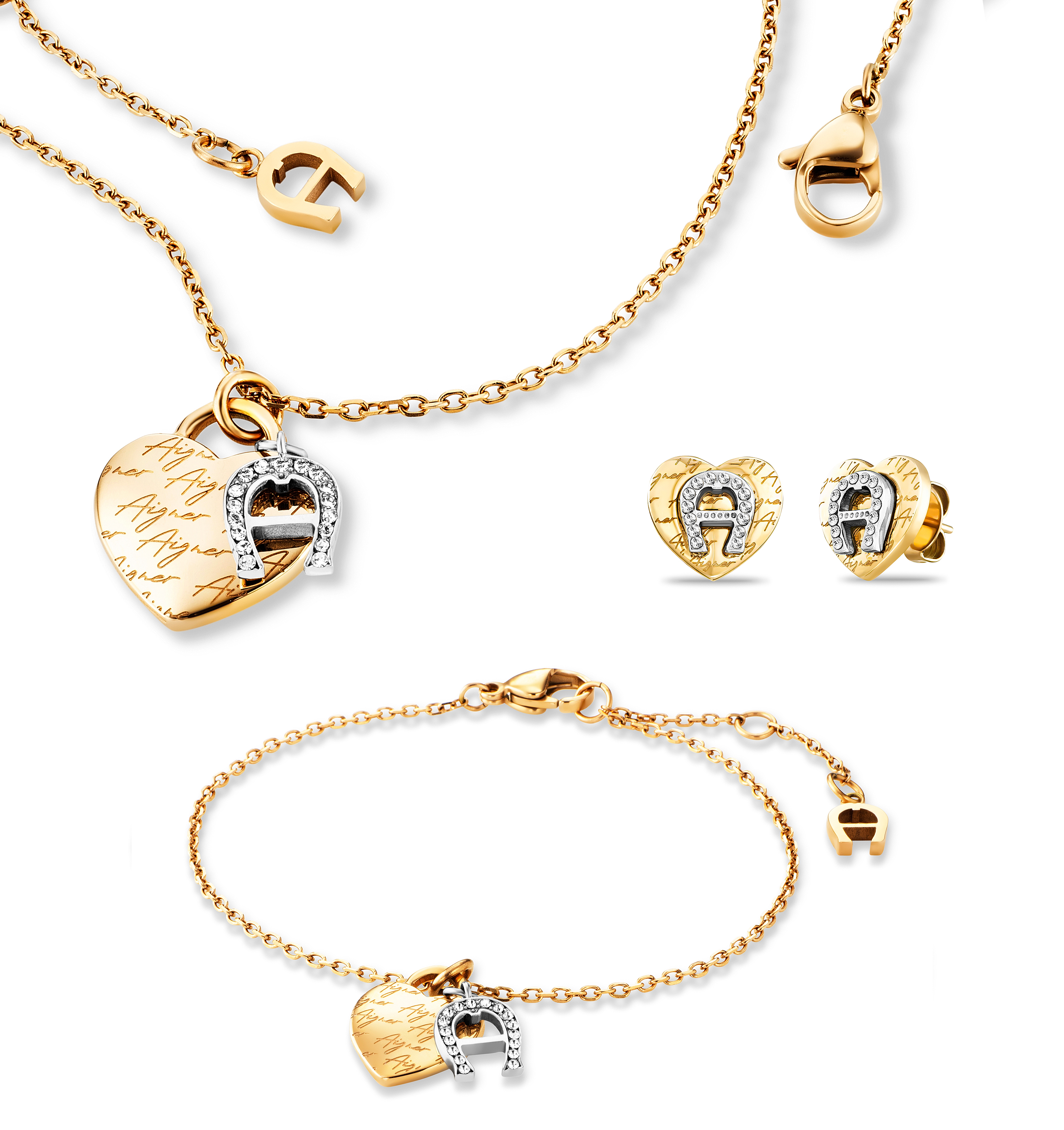 Aigner Schmuckset Herz gold