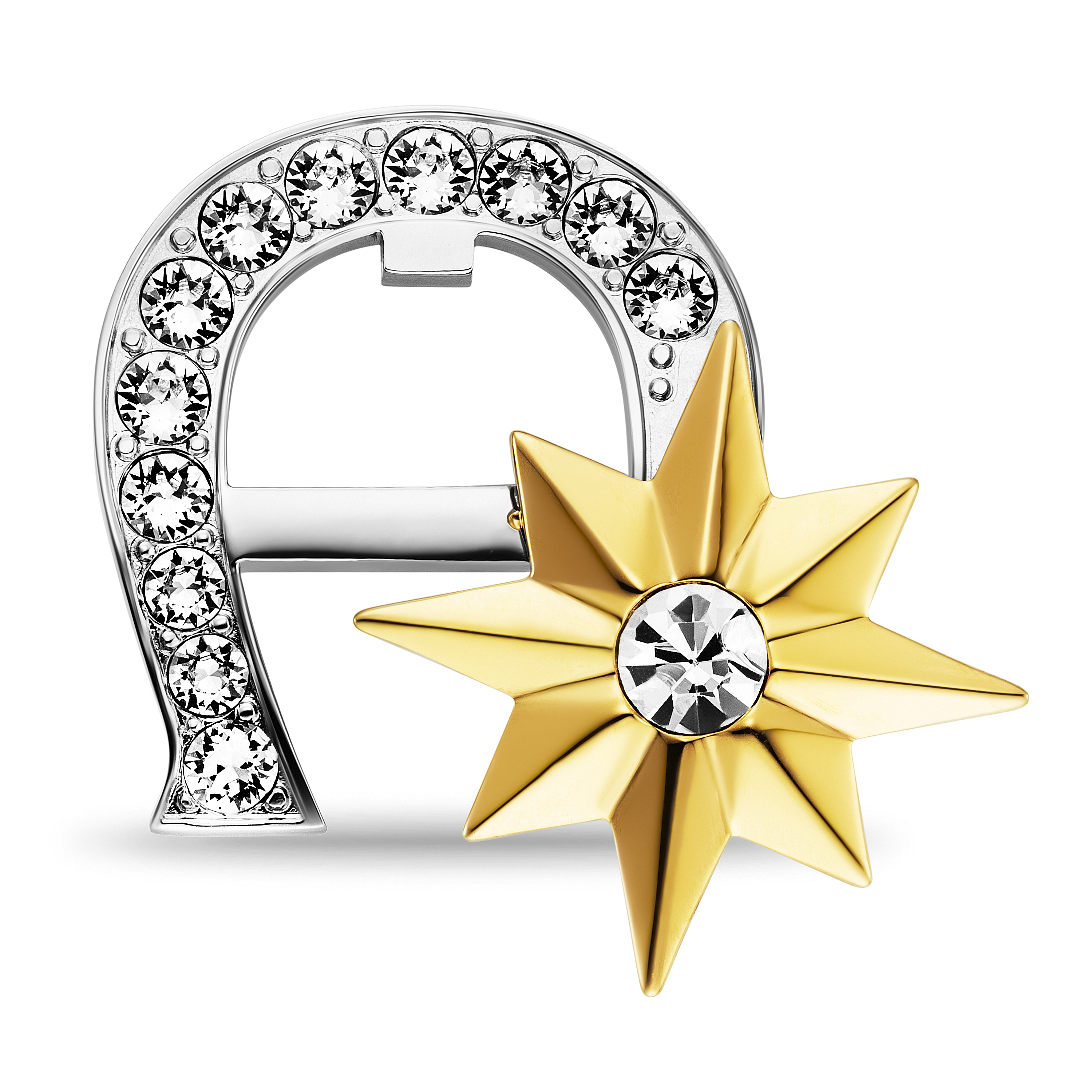 Aigner Logo Brosche mit Steinchen multicolour