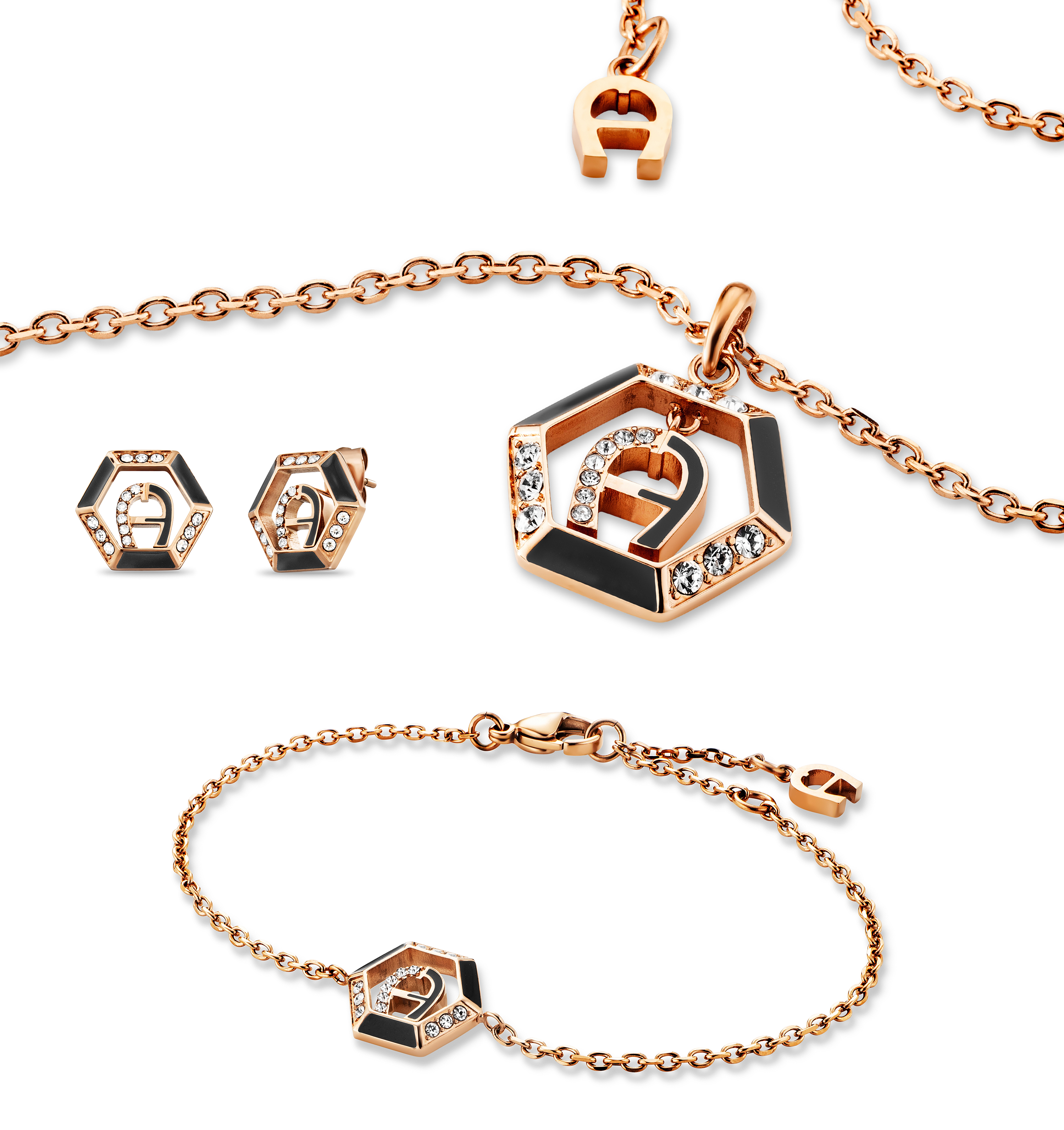 Aigner Schmuckset Hexagon gold