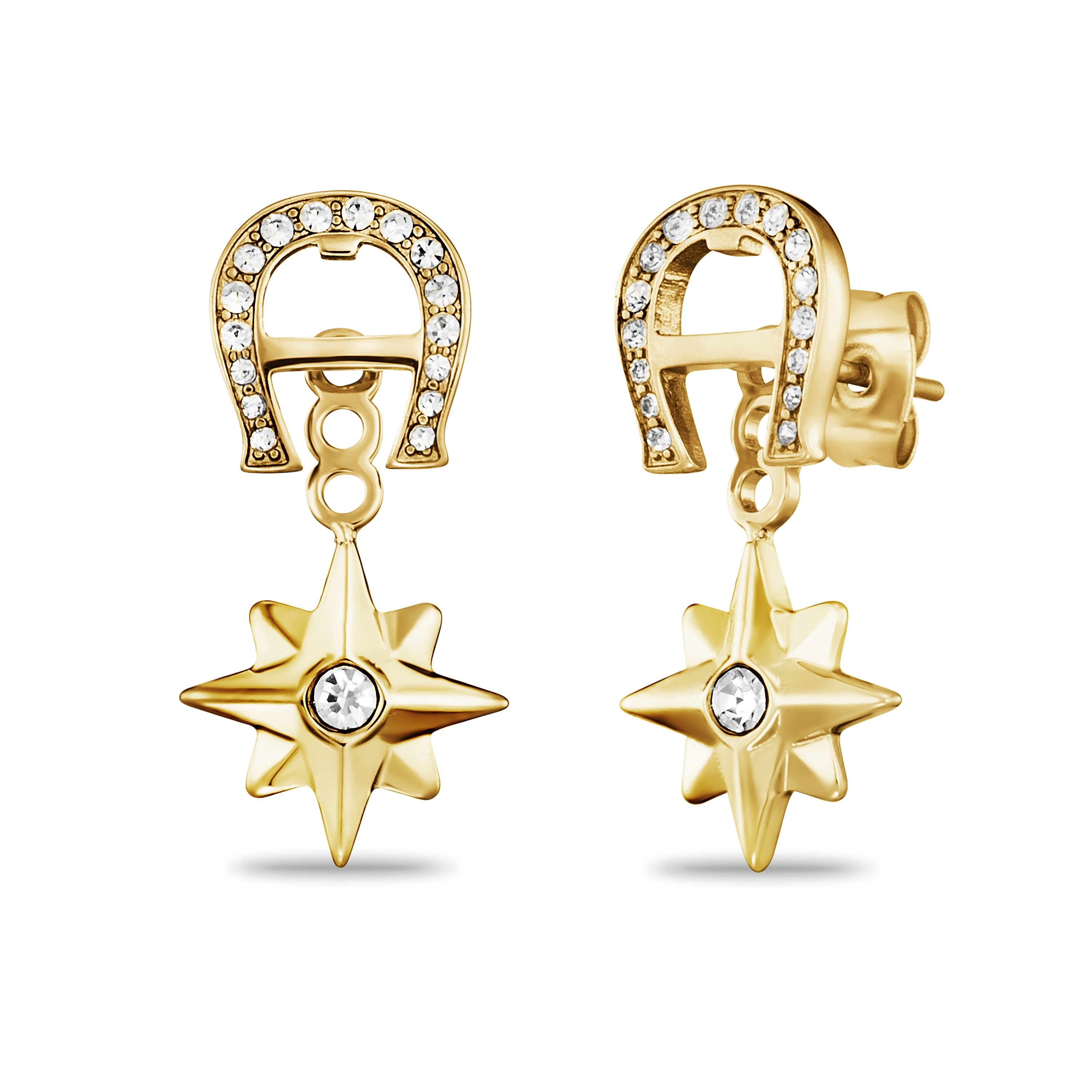 Aigner A-Logo Ohrringe mit Steinchen gold