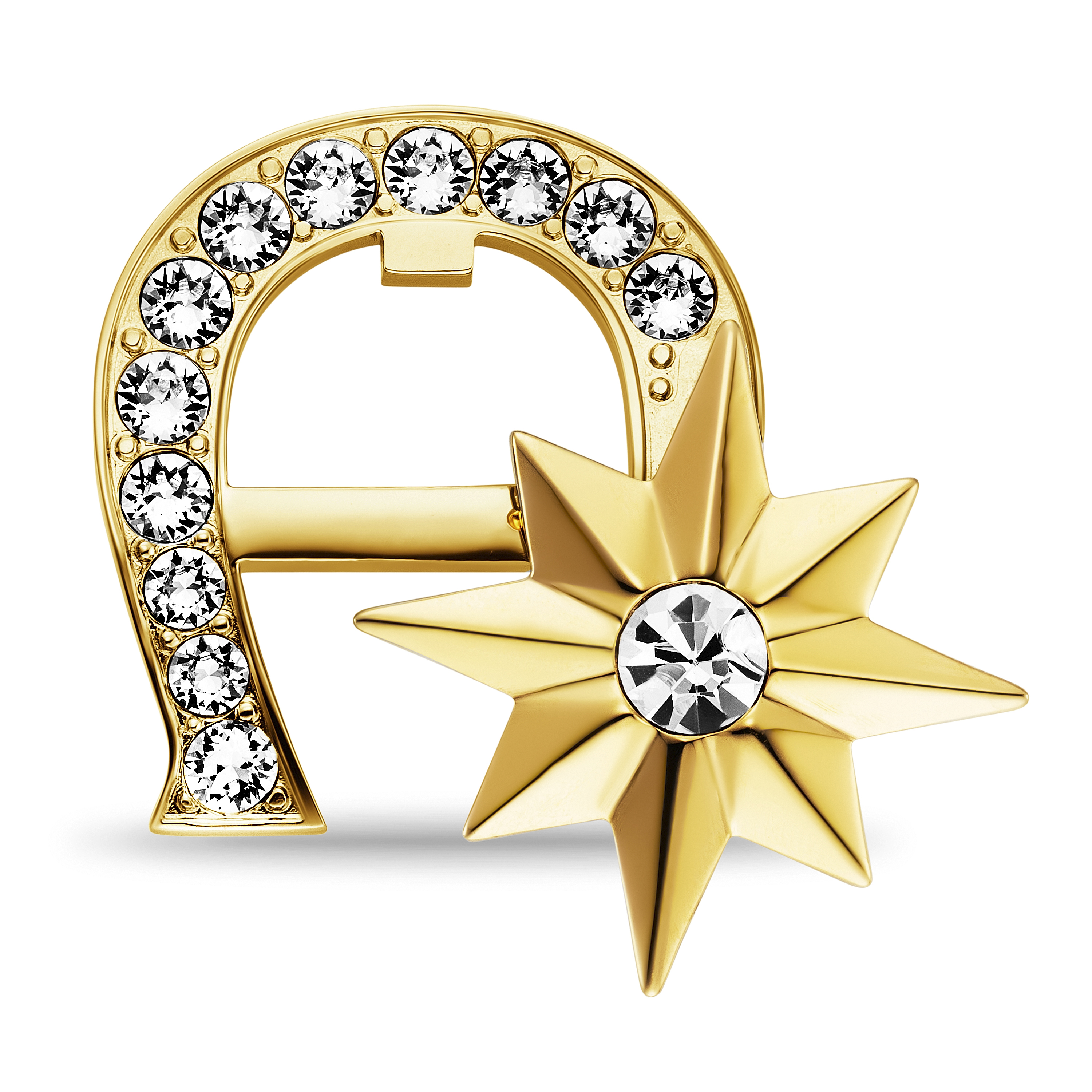 Logo Brosche mit Steinchen