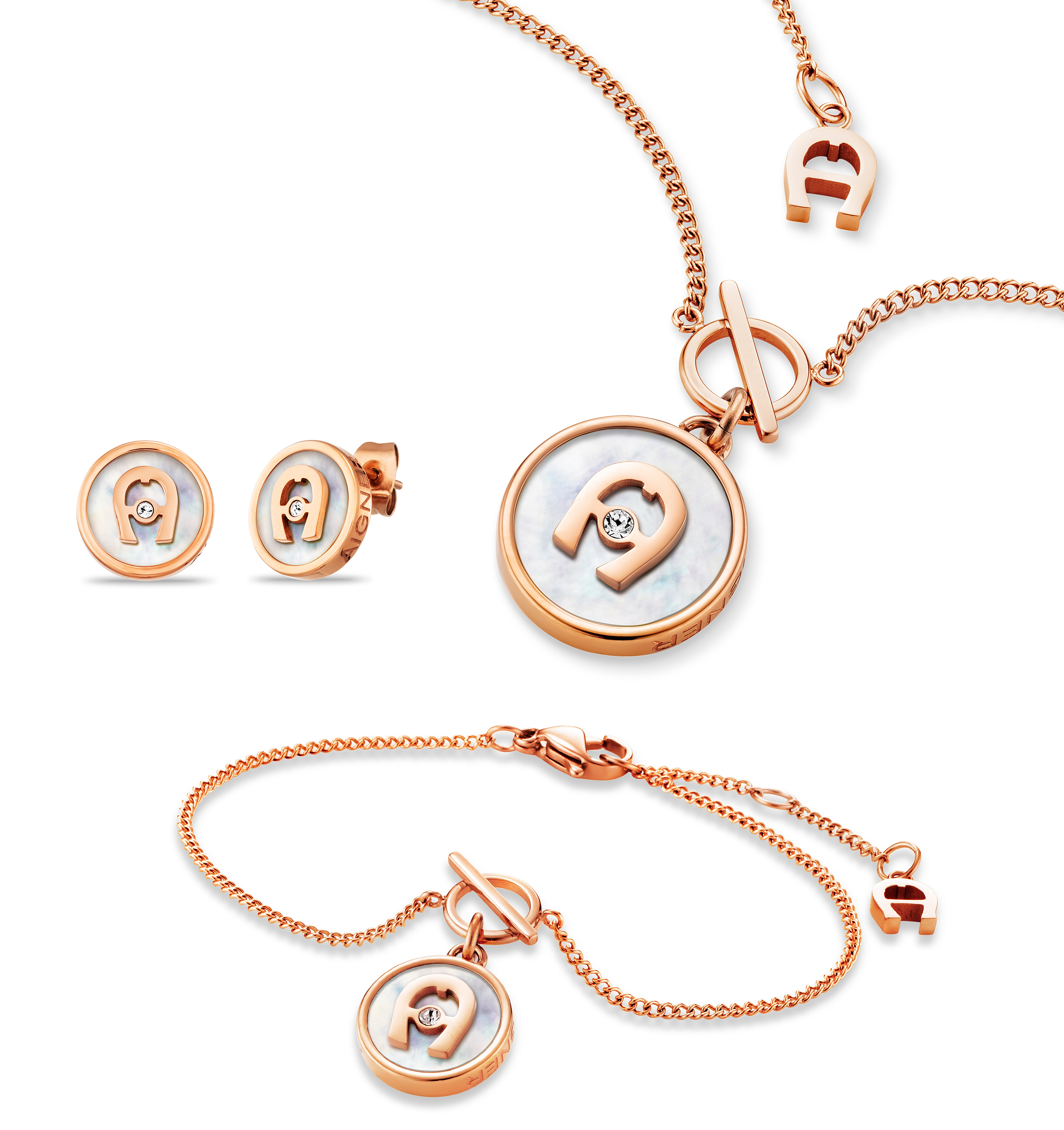 Aigner Schmuckset Logo gold
