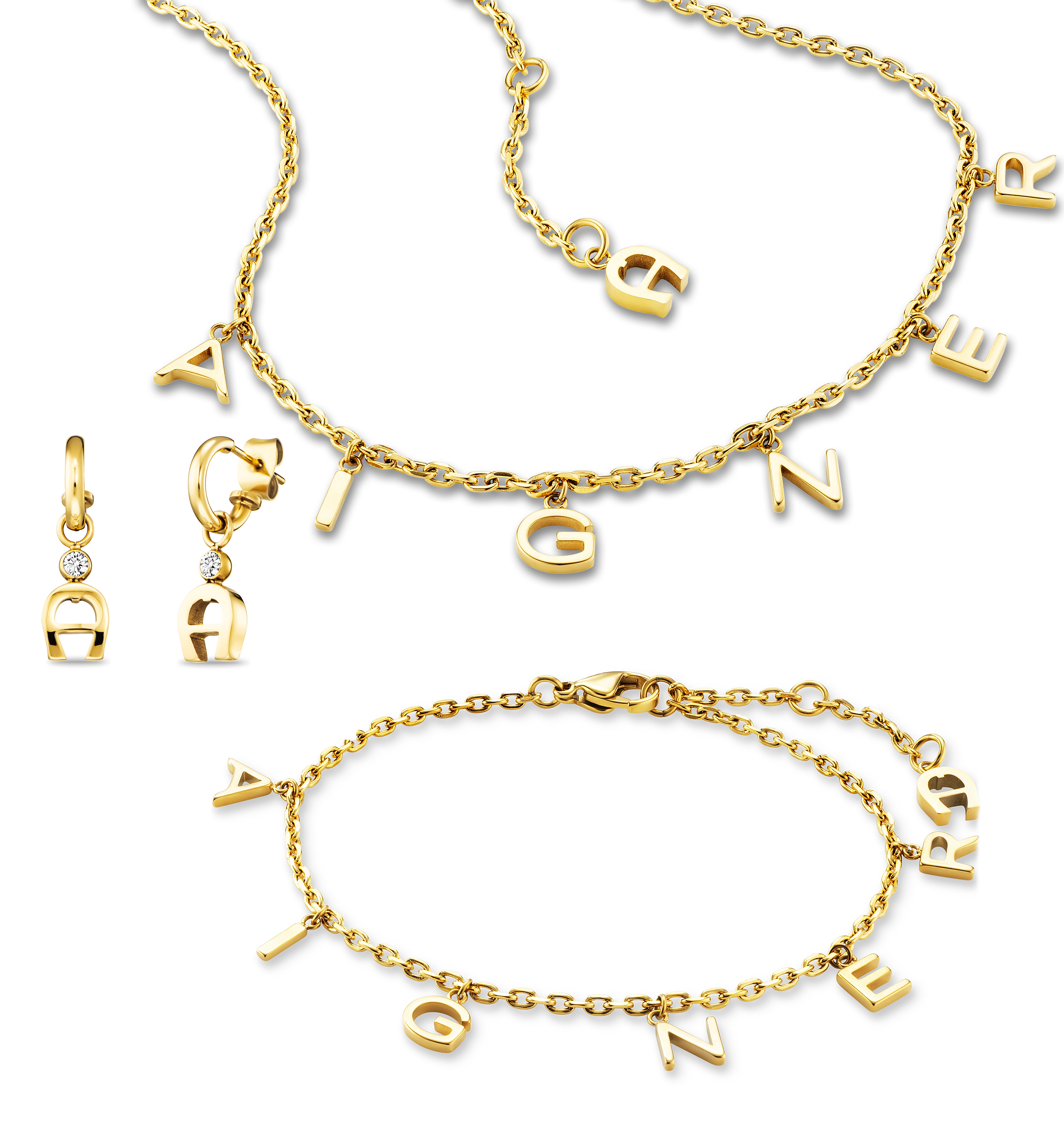 Aigner VALENTINA Set aus Kette Armband und Ohrring gold