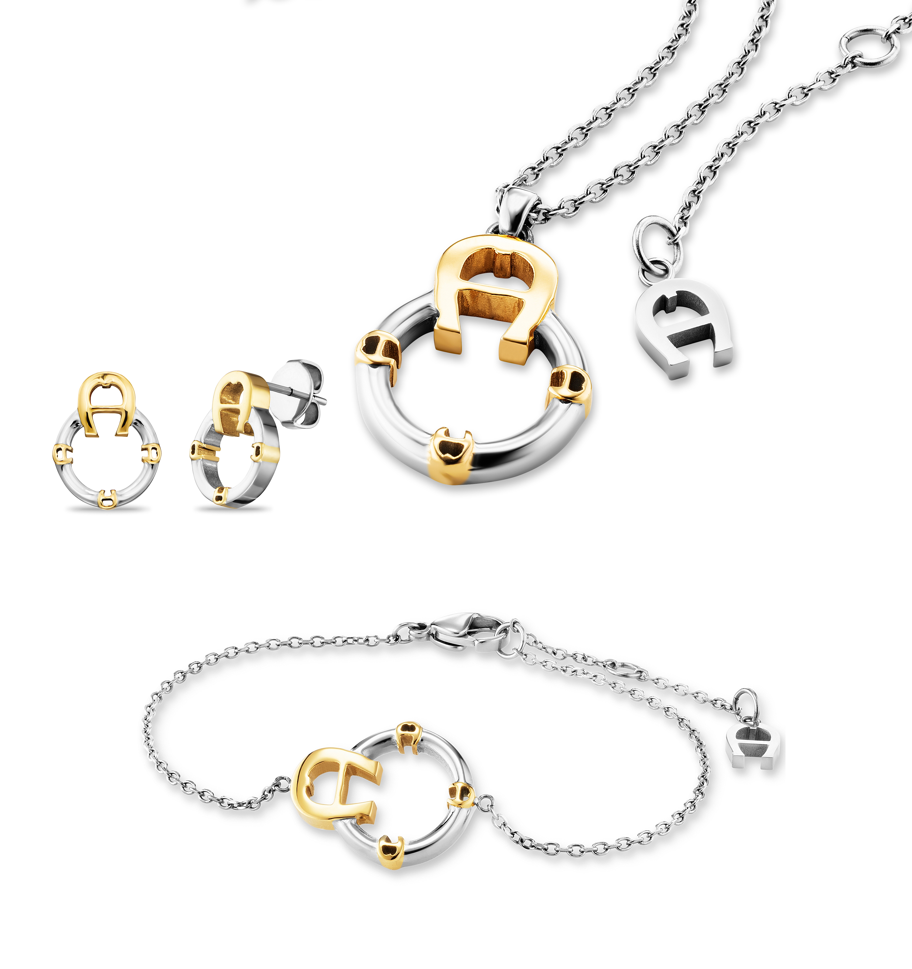 Aigner NICOLETTA Set aus Kette Armband und Ohrring Rhodium Gold