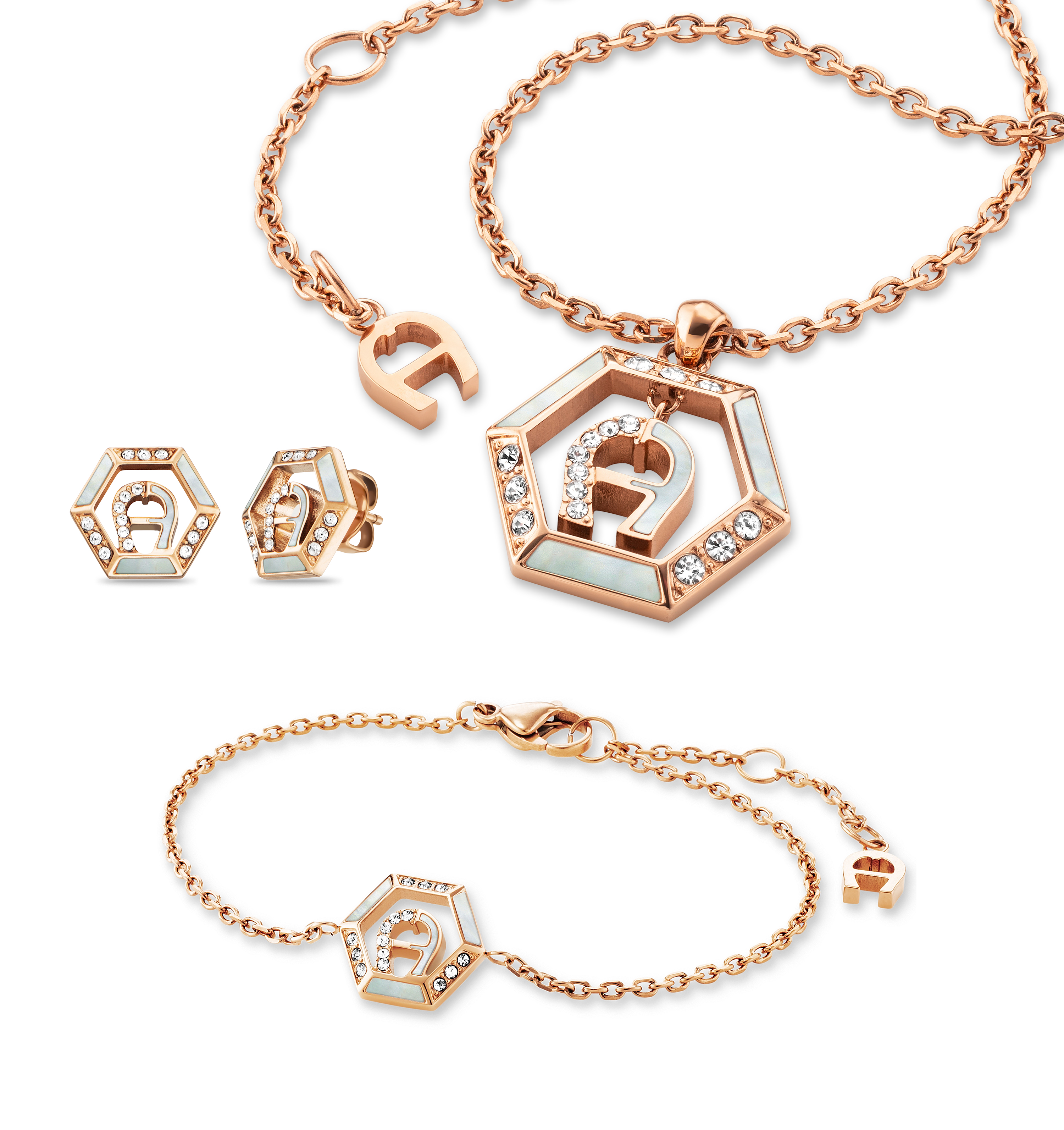 Aigner VALERIA Set aus Kette Armband und Ohrring gold
