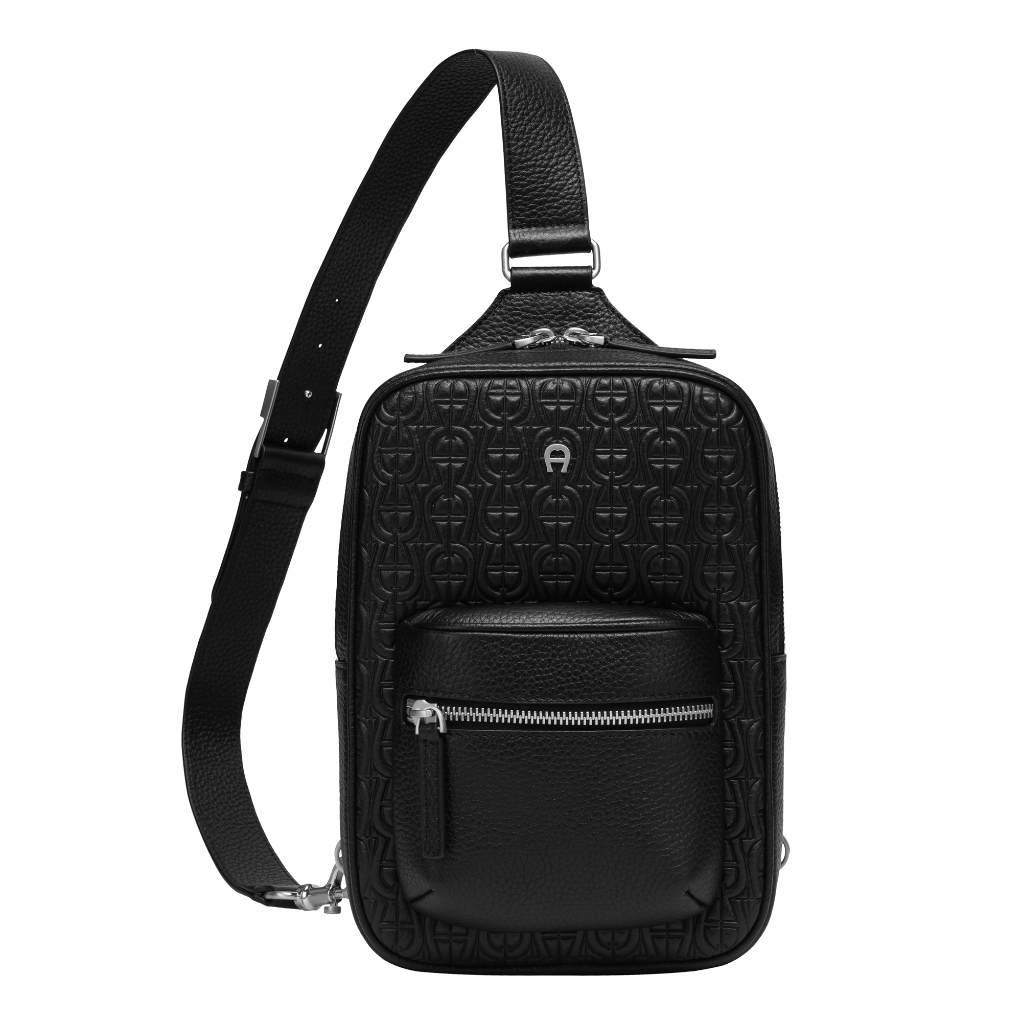 Etienne Aigner Black Triangle Sling Backpack Black Cowhide Leather Fold Over Triangle Sling Backpack Bag  main image 3